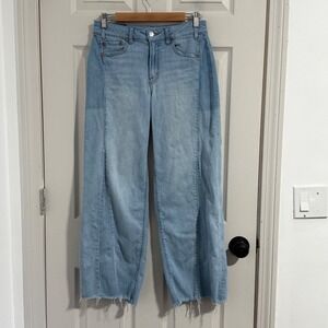 American Eagle Low Rise Baggy Wide Leg Jeans Womens 2 Light Wash Y2K 90s Boho